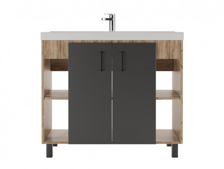 Тумба под Раковину «Домино» Craft Фостер 100, Напольная, Дуб Вотан, Графит (DCr2205T)