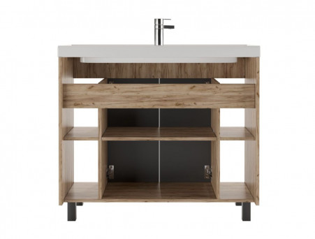 Тумба под Раковину «Домино» Craft Фостер 100, Напольная, Дуб Вотан, Графит (DCr2205T)