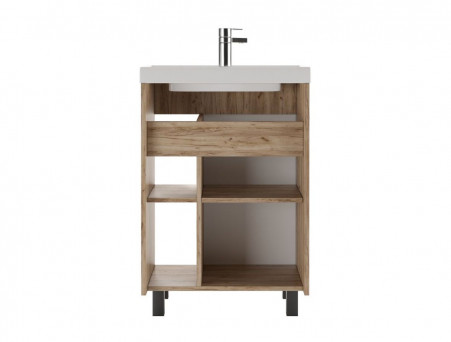 Тумба под Раковину «Домино» Craft Фостер 60, Напольная, Дуб Вотан, Белый (DCr2215T)