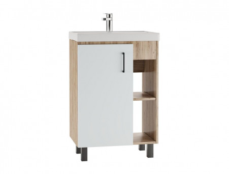 Тумба под Раковину «Домино» Craft Фостер 60, Напольная, Дуб Вотан, Белый (DCr2215T)