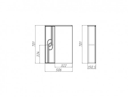 Зеркало-Шкаф для Ванной «Айсберг» Лилия 50, Подвесное, Белый (DA2004HZ)