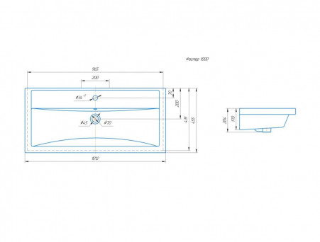 Раковина Накладная «Rosa Kirovit» Фостер 100, Прямоугольная, Белый (4640021065204)