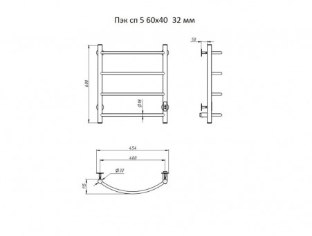 Электрический Полотенцесушитель «Тругор» ПЭК 5 СП 60x40, Хром (Пэксп5/604032)