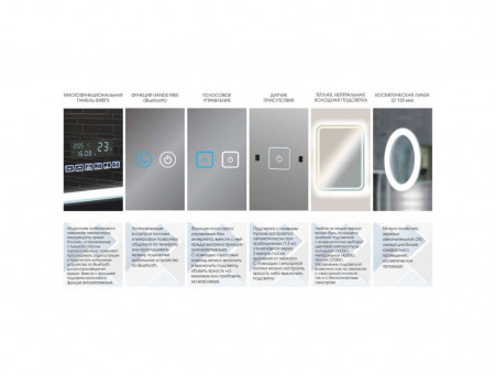 Зеркало для Ванной «Континент» Burzhe 50x70 см, Подсветка LED, Бесконтакный Сенсор (ЗЛП541)