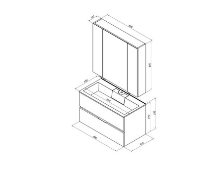 Комплект Мебели для Ванной «Aquanet» Алвита 90 Белый (00237349)
