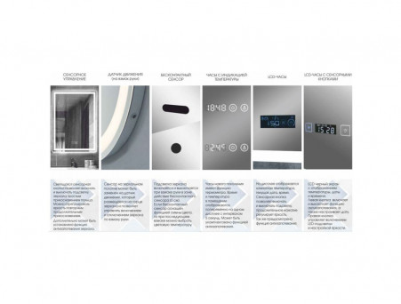 Зеркало для Ванной «Континент» Glamour 70x90 см, Подсветка LED, Сенсорная Кнопка, Подогрев, Музыкальный Блок (ЗЛП451)