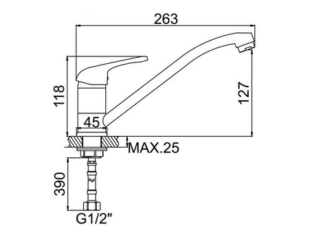 Смеситель для Кухни «Accoona» Однорычажный, Силумин, Хром (A5160)