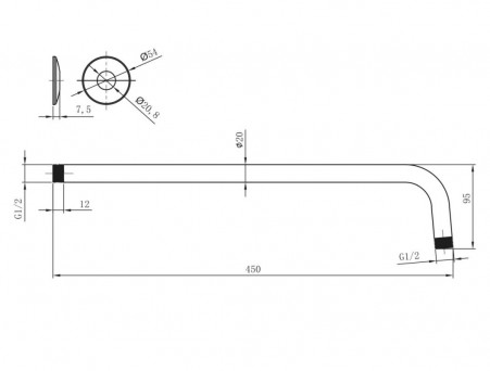 Держатель для Лейки Верхнего Душа «Lemark» Настенный, Хром (LM8030C)