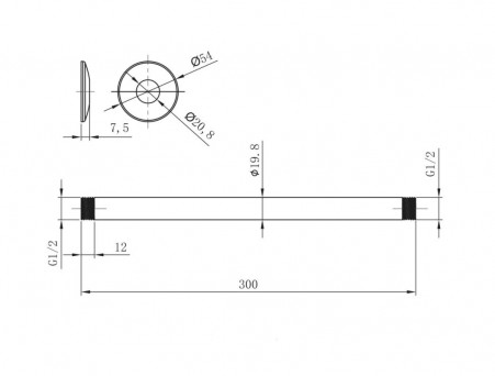 Держатель для Лейки Верхнего Душа «Lemark» Потолочный, Хром (LM8032C)