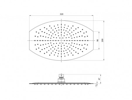 Душевая Лейка «Lemark» Верхняя, Овальная, 320x200мм, Нержавеющая Сталь (LM9485S)