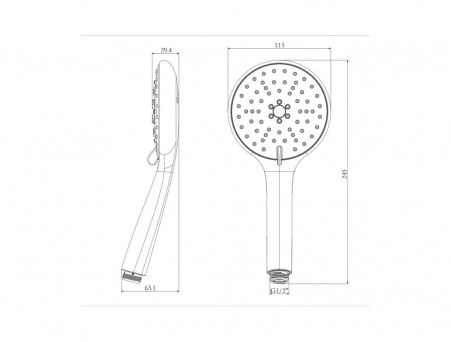 Душевая Лейка «Lemark» Круглая, 3-Функции, 113x245мм, Хром (LM8116C)