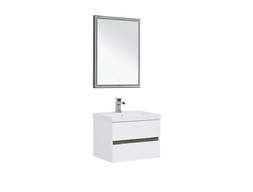 Комплект Мебели для Ванной «Aquanet» Беркли 60 Белый/Дуб рошелье (Зеркало Дуб Рошелье) (00258906)