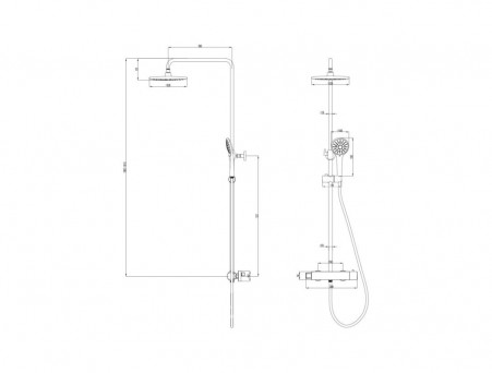 Душевая Стойка «Lemark» Bronx Термостатический, с Лейкой, 3-Функции, Тропический Дождь, Графит (LM3770GM)