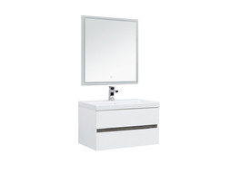 Комплект Мебели для Ванной «Aquanet» Беркли 80 Белый/Дуб рошелье (Зеркало Белое) (00258909)