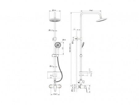 Душевая Стойка «Lemark» Linara, Лейка 1-Функция, Тропический Дождь, Хром (LM0460C)