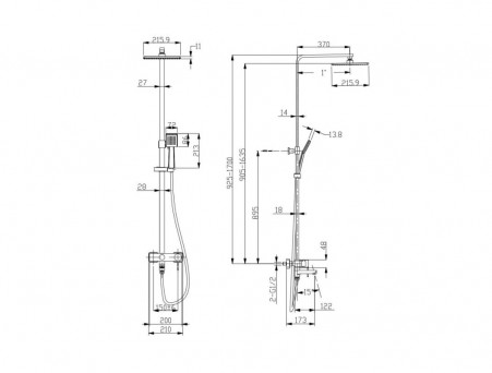 Душевая Стойка «Lemark» Tropic, Лейка 1-Функция, Тропический Дождь, Излив, Хром (LM7004С)