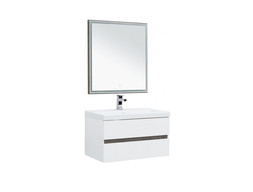 Комплект Мебели для Ванной «Aquanet» Беркли 80 Белый/Дуб рошелье (Зеркало Дуб Рошелье) (00258969)