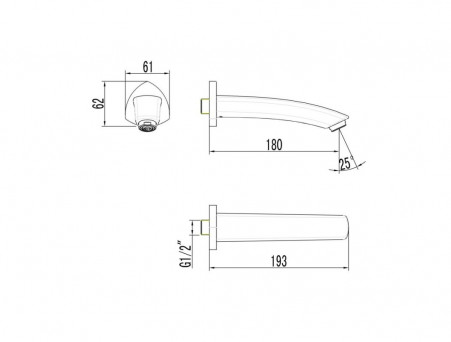 Излив для Ванны «Lemark» Встраиваемый, 180мм, Хром (LM3581C)