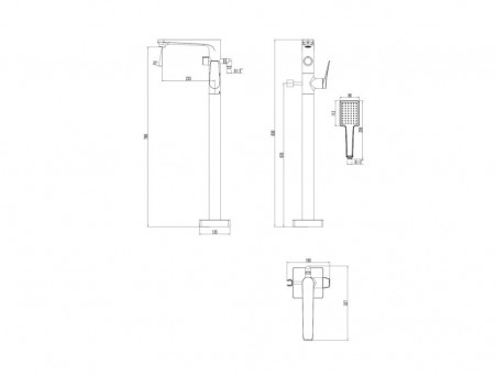 Напольный Смеситель для Ванны «Lemark» Bronx с Душевой Лейкой, 2-Функции, Графит (LM3744GM)