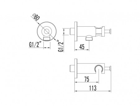 Подключение для Душевого Шланга «Lemark» с Креплением для Лейки, Хром (LM1185С)