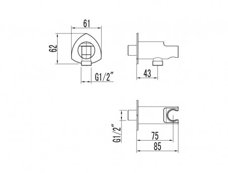 Подключение для Душевого Шланга «Lemark» с Креплением для Лейки, Хром (LM3585С)