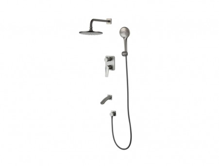 Смеситель для Ванны и Душа «Lemark» Bronx Душевая Лейка, 3-Функции, Тропический Дождь, Встраиваемый, Графит (LM3722GM)
