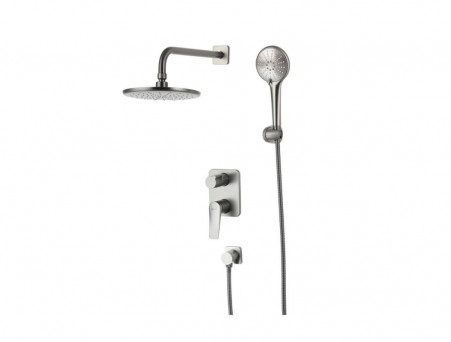 Смеситель для Ванны и Душа «Lemark» Bronx Душевая Лейка, 3-Функции, Тропический Дождь, Встраиваемый, Графит (LM3729GM)