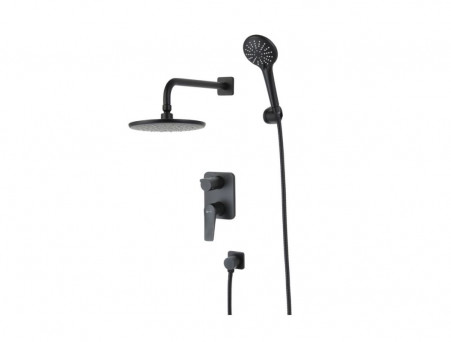 Смеситель для Ванны и Душа «Lemark» Bronx Душевая Лейка, 3-Функции, Тропический Дождь, Встраиваемый, Чёрный (LM3729BL)