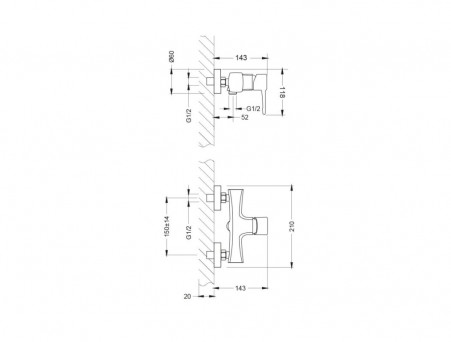 Смеситель для Душа «Lemark» Evitta, Лейка 1-Функция, Хром (LM0503C)