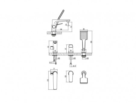 Смеситель на Борт Ванны «Lemark» Bronx с Душевой Лейкой, 1-Функция, Чёрный (LM3745BL)