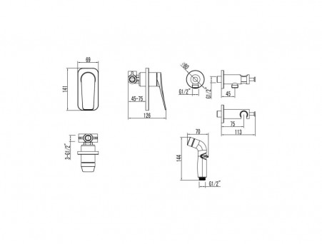Смеситель с Гигиеническим Душем «Lemark» Bronx, Встраиваемый, Чёрный (LM3719BL)