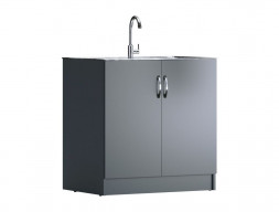 Тумба под Мойку «Домино» Нержавеющая 60x80, Антрацит (D6080An)