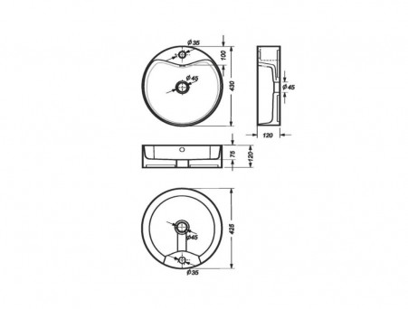 Раковина Накладная «Sanita Luxe» Best Shelf 45 (BST43SLWB01SH)