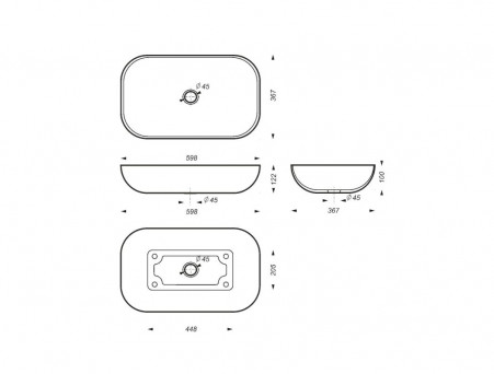 Раковина Накладная «Sanita Luxe» Infinity для Столешницы, 60x37x13/24 (INFSLWB01)
