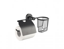Держатель Туалетной Бумаги «Аквалиния» c Корзиной, Black (20545)