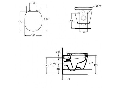 Комплект «Ideal Standard» Инсталляция ProSys Eco Frame M, Унитаз Connect, Сиденье и Кнопка