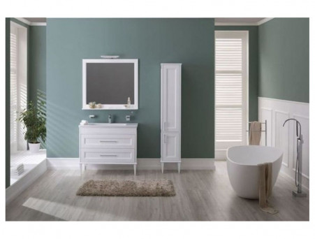 Тумба с Раковиной «Aquanet» Бостон М 100, Белая, Раковина Лит. Мрамор (209678+256639)