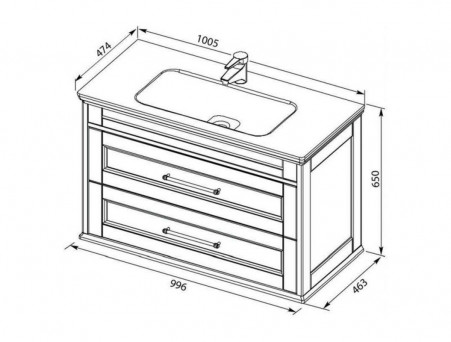 Тумба с Раковиной «Aquanet» Бостон М 100, Белая, Раковина Лит. Мрамор (209678+256639)