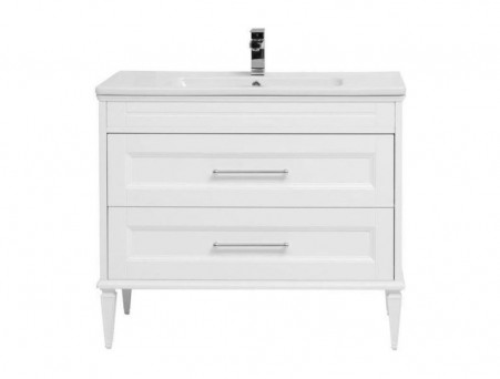 Тумба с Раковиной «Aquanet» Бостон М 100, Белая, Раковина Лит. Мрамор (209678+256639)