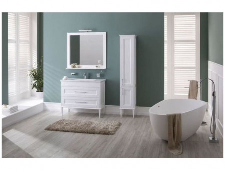 Тумба с Раковиной «Aquanet» Бостон М 100, Белая, Раковина Лит. Мрамор (209678+256639)