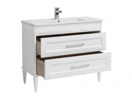 Тумба с Раковиной «Aquanet» Бостон М 100, Белая, Раковина Лит. Мрамор (209678+256639)