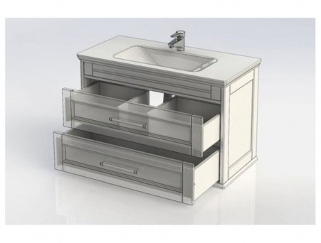 Тумба с Раковиной «Aquanet» Бостон М 100, Белая, Раковина Лит. Мрамор (209678+256639)