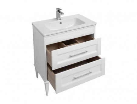 Тумба с Раковиной «Aquanet» Бостон М 80, Белая, Раковина Лит. Мрамор (209677+257887)