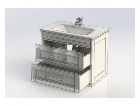 Тумба с Раковиной «Aquanet» Бостон М 80, Белая, Раковина Лит. Мрамор (209677+257887)