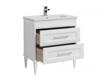 Тумба с Раковиной «Aquanet» Бостон М 80, Белая, Раковина Лит. Мрамор (209677+257887)