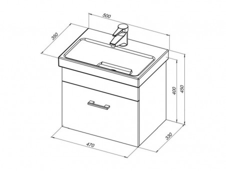 Тумба с Раковиной «Aquanet» Нота 50, Белый Глянец, Moduo 50 Slim (246955+246876)