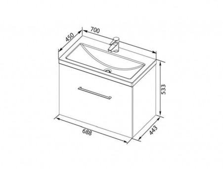 Тумба с Раковиной «Aquanet» Порто 70, Белый Глянец (241747+178717)