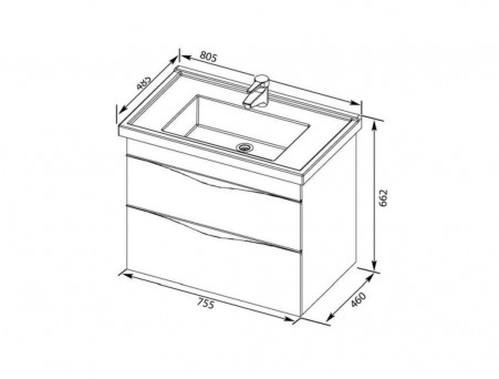 Тумба с Раковиной «Aquanet» Эвора 80, Дуб Антик (183002+182324)