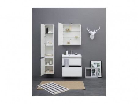 Пенал «Aquanet» Гласс 35 Белый Глянец L с Зеркалом (249946)