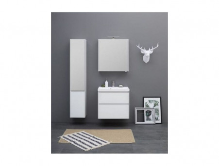 Пенал «Aquanet» Гласс 35 Белый Глянец L с Зеркалом (249946)